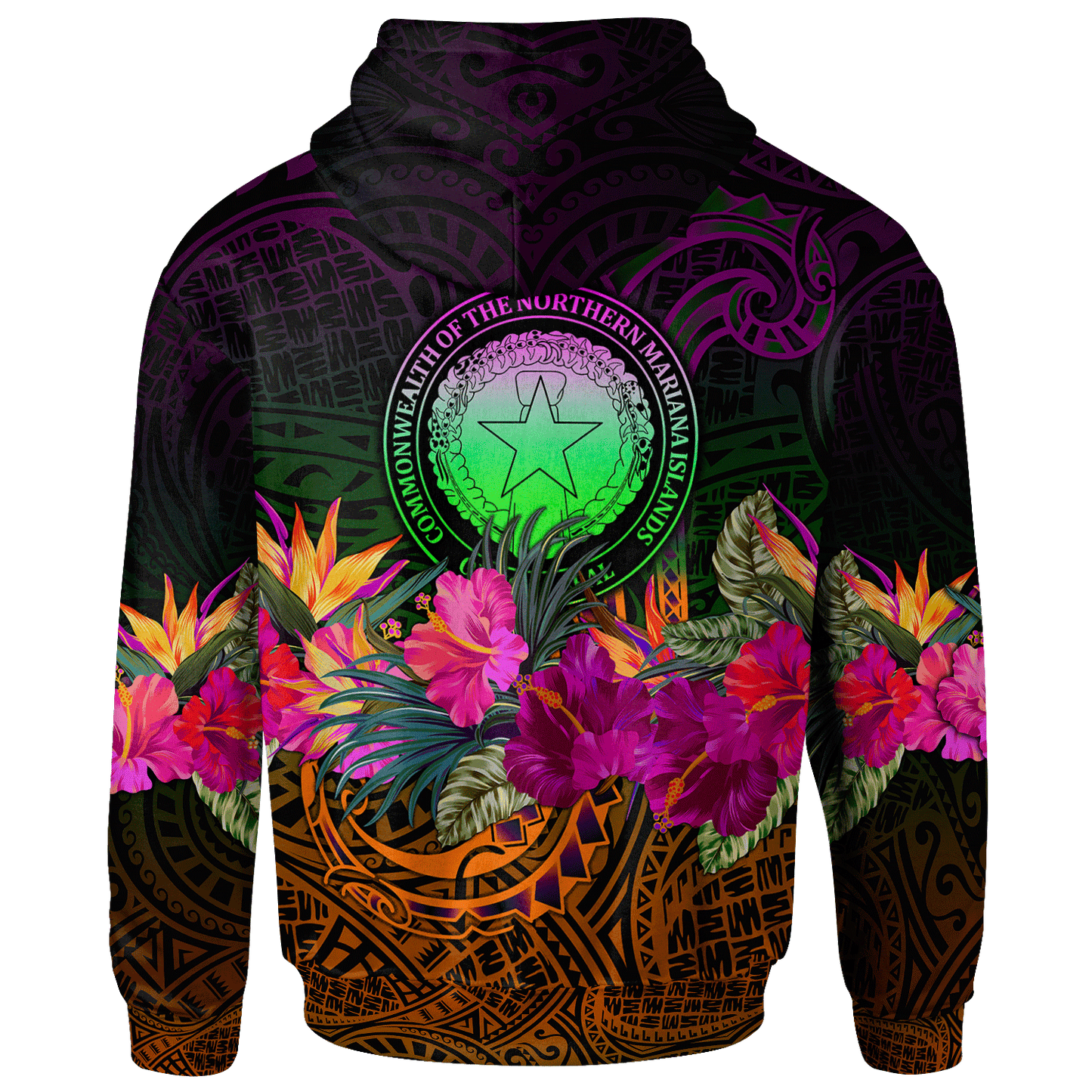 Northern Mariana Islands Polynesian Hoodie - Summer Hibiscus