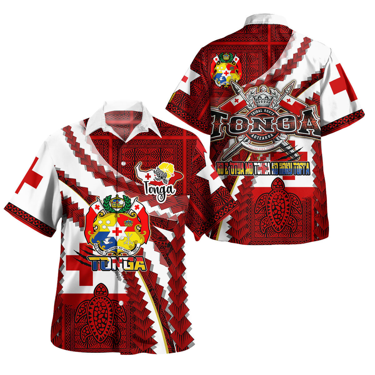 Tonga Aotearoa Tribal Roots Hawaiian Shirt - Custom Tonga Polynesian Pride With Coat Of Arms And Tonga Map Kupesi
