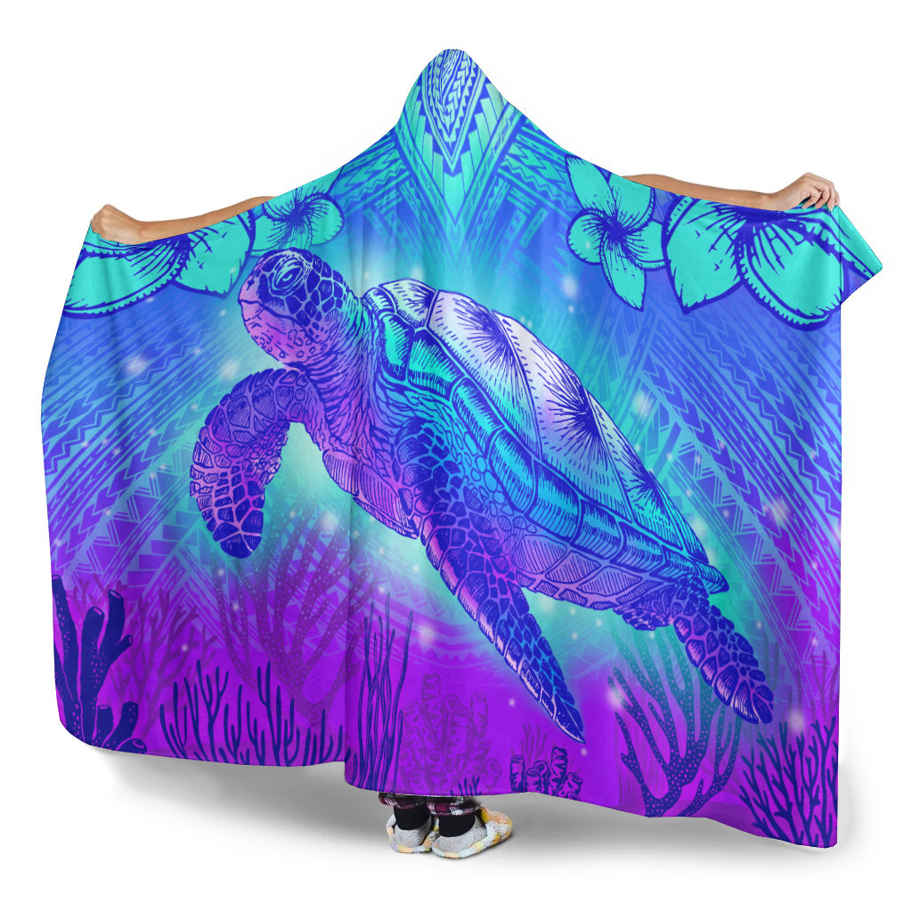 Hawaii Hooded Blanket Turtle Underwater Sea Polynesian Style