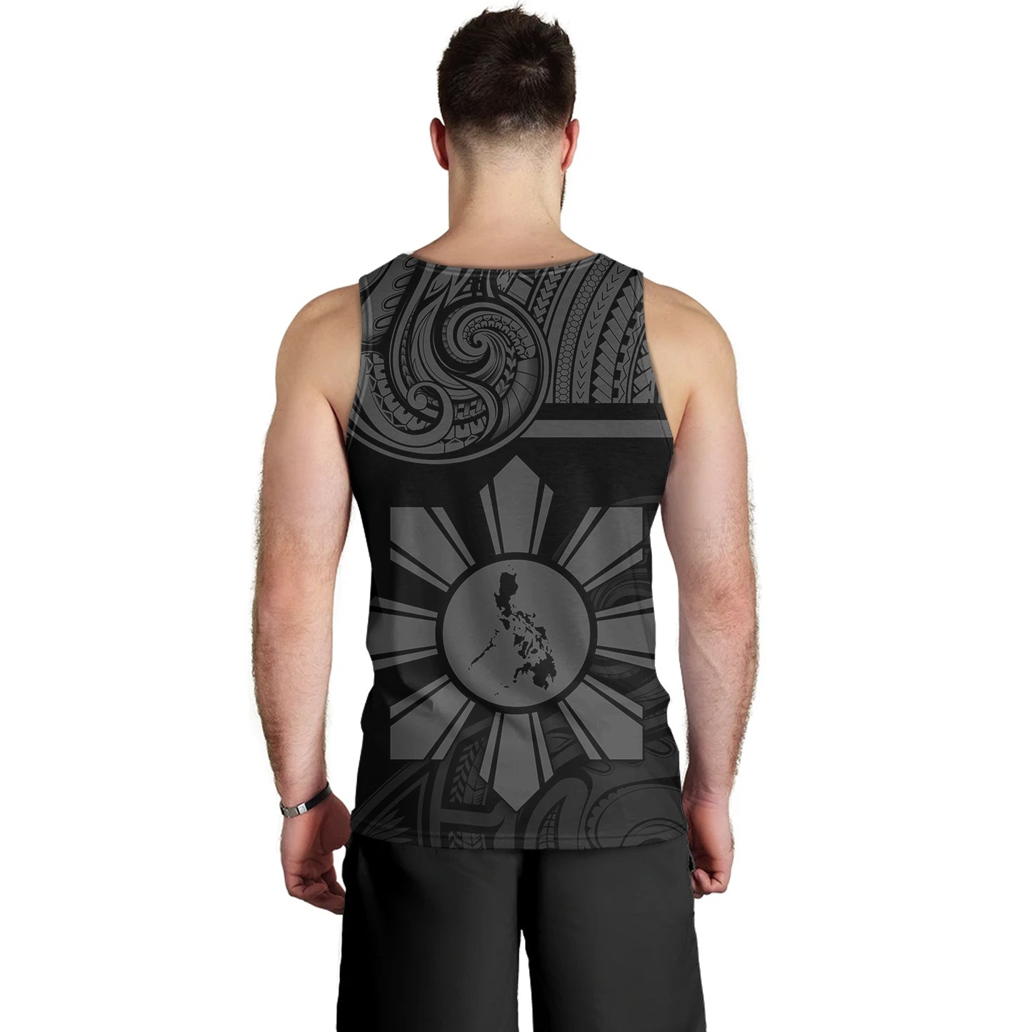 Philippines Filipinos Tank Top Polynesian Tribal Sun And Map Original Style