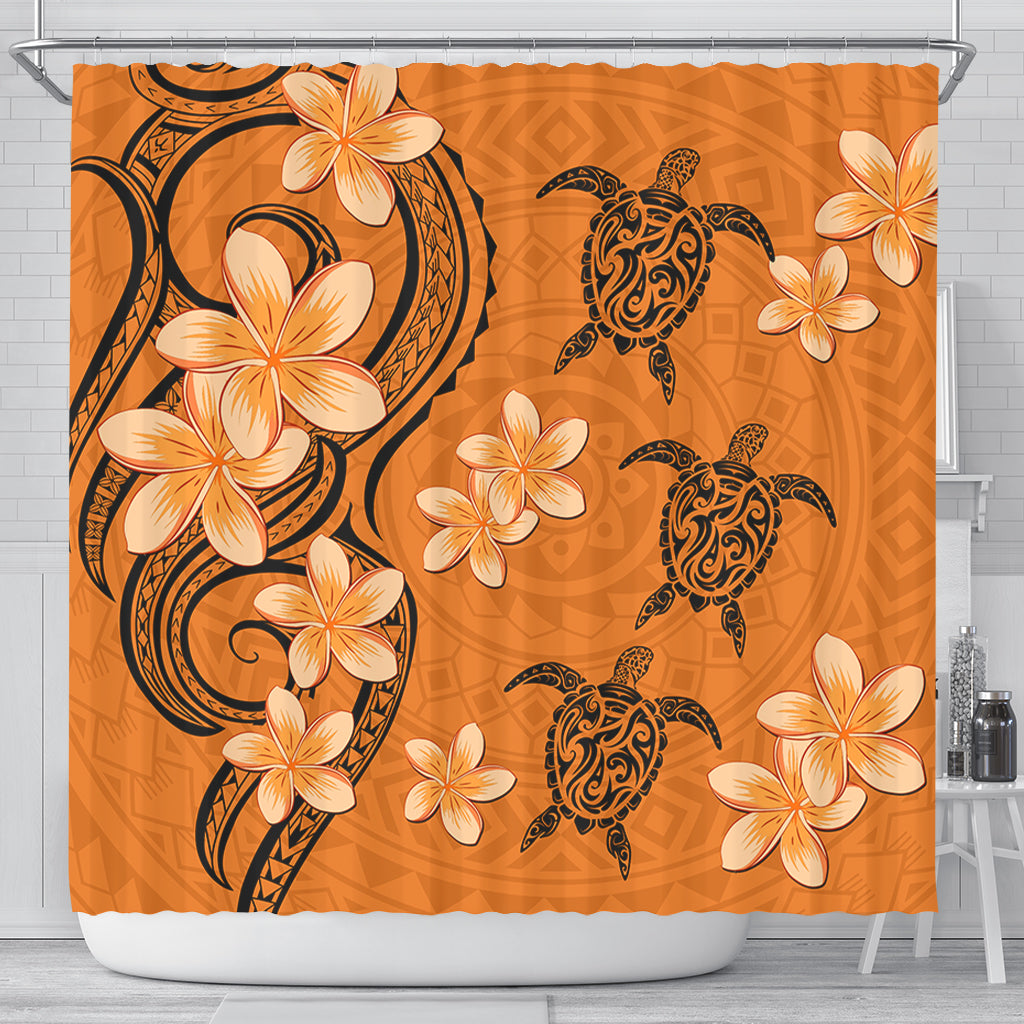 Hawaii Shower Curtain Tribal Tattoo Polynesia Plumeria Flower