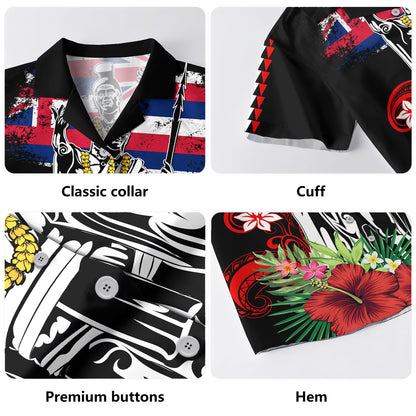 Hawaii Hawaiian Shirt King Kamehameha I Tribal Flag Tropical Style