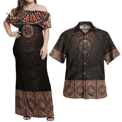Fiji Combo Dress And Shirt Fijian Masi Tapa Patterns
