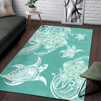 Hawaii Area Rug Polynesian Pattern Plumeria Turtles