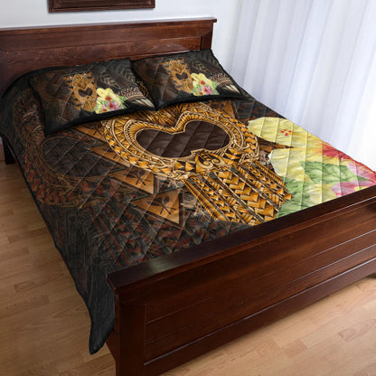 Hawaii Quilt Bed Set Ikaika Hawaiian With Hibiscus Flowers Retro Style