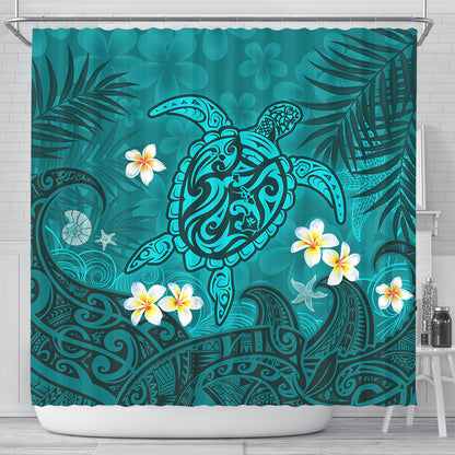 Hawaii Shower Curtain Hawaiian Sea Turtle & Floral Dreams