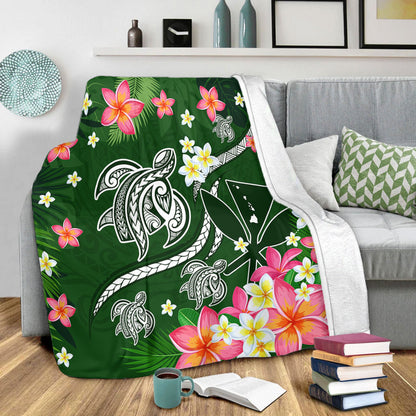 Hawaii Premium Blanket Aloha Island Turtle Plumeria Flower Tropical Fabric