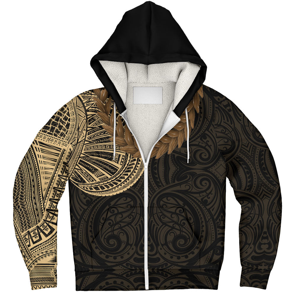 Samoa Sherpa Hoodie Tattoo Roman Reigns With Ula Fala Style Brown