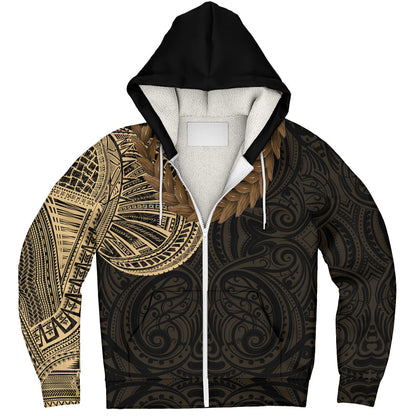 Samoa Sherpa Hoodie Tattoo Roman Reigns With Ula Fala Style Brown