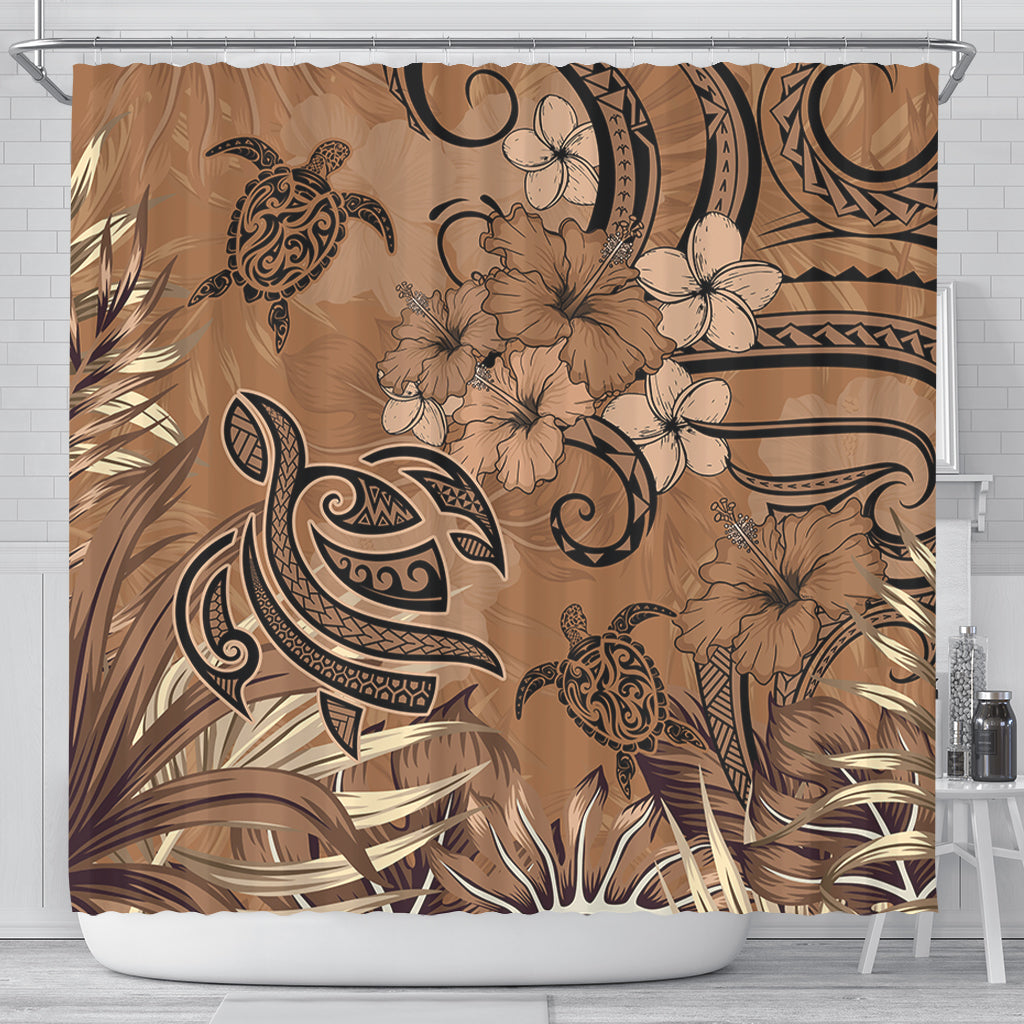 Hawaii Shower Curtain Polynesian Turtle Tattoo Tropical Elements