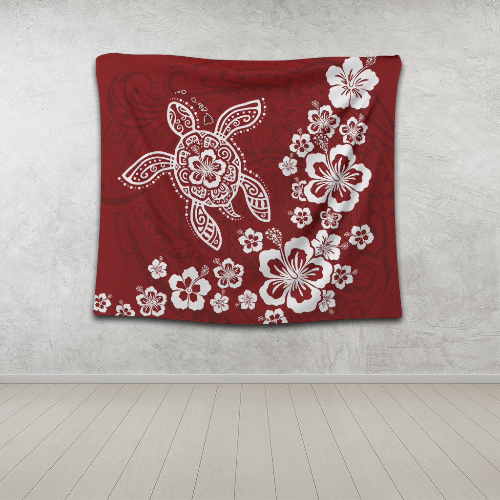 Hawaii Tapestry Tribal Hibiscus Flower Graphic Turtle Tatoo