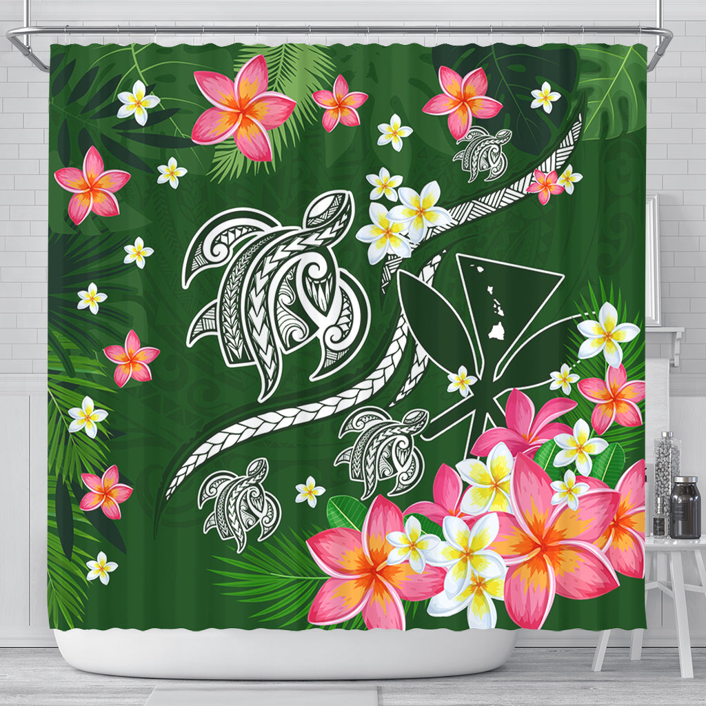 Hawaii Shower Curtain Aloha Island Turtle Plumeria Flower Tropical Fabric