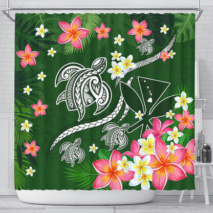 Hawaii Shower Curtain Aloha Island Turtle Plumeria Flower Tropical Fabric