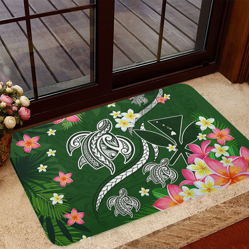 Hawaii Doormat Aloha Island Turtle Plumeria Flower Tropical Fabric
