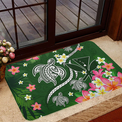 Hawaii Doormat Aloha Island Turtle Plumeria Flower Tropical Fabric