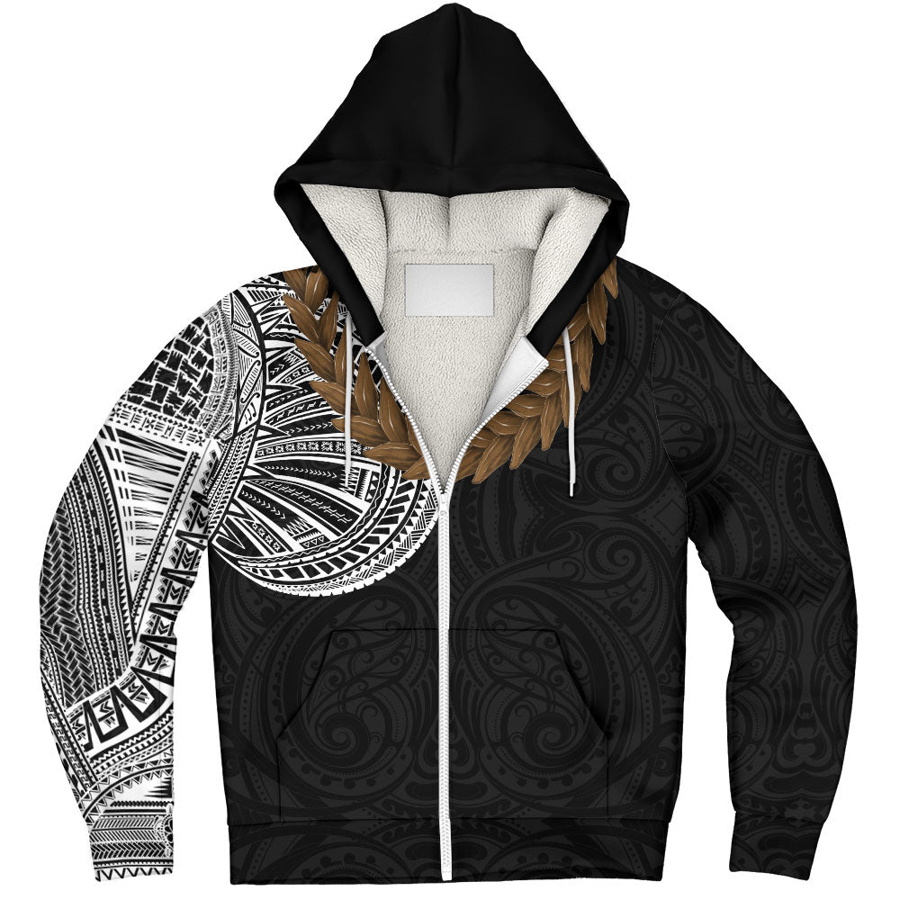 Samoa Sherpa Hoodie Tattoo Roman Reigns With Ula Fala Style Brown