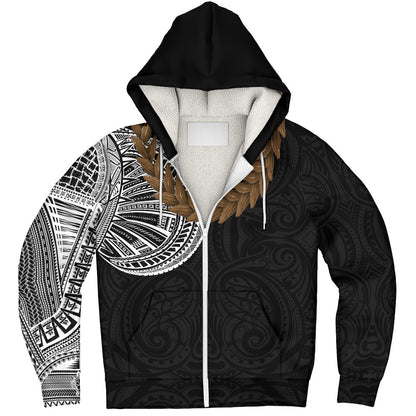 Samoa Sherpa Hoodie Tattoo Roman Reigns With Ula Fala Style Brown