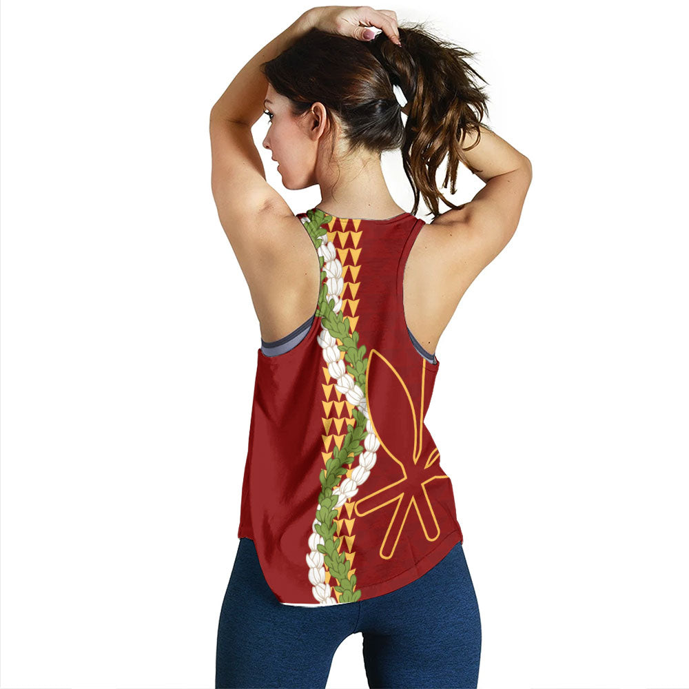 Hawaii Women Tank Kanaka Maoli Puakenikeni Maile Flower Lei