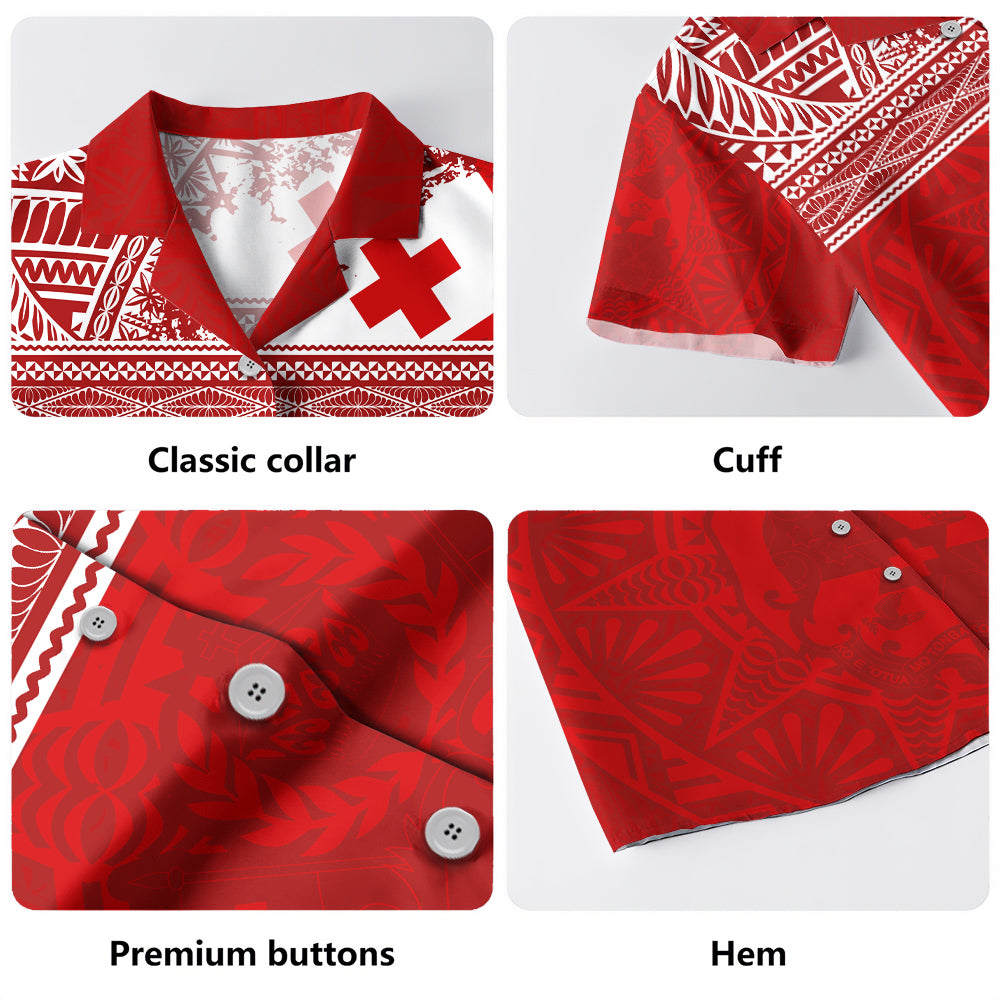 Tonga Hawaiian Shirt Flag Coat Of Arms Circle Ngatu Tribal