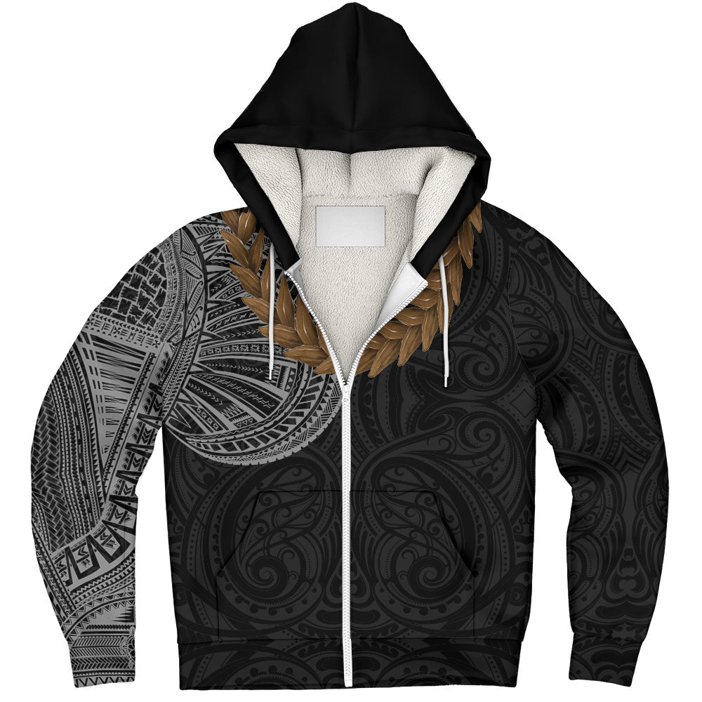 Samoa Sherpa Hoodie Tattoo Roman Reigns With Ula Fala Style Brown