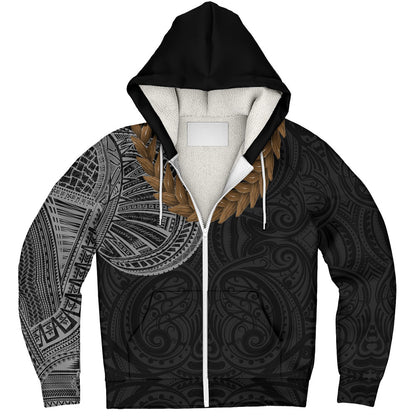 Samoa Sherpa Hoodie Tattoo Roman Reigns With Ula Fala Style Brown