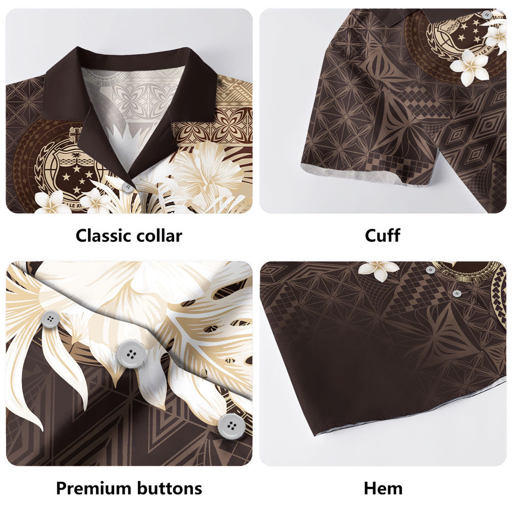 Samoa Hawaiian Shirt Siapo Motif Print Fabric