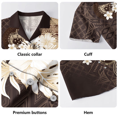 Samoa Hawaiian Shirt Siapo Motif Print Fabric