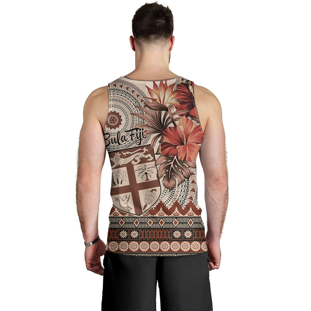 Fiji Tank Top Bula Tribal Print Beige