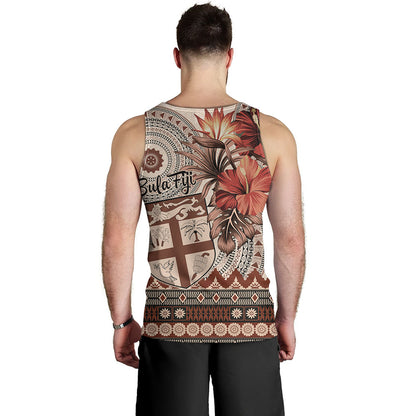 Fiji Tank Top Bula Tribal Print Beige