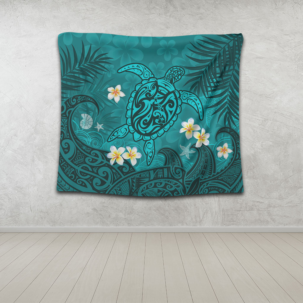 Hawaii Tapestry Hawaiian Sea Turtle & Floral Dreams