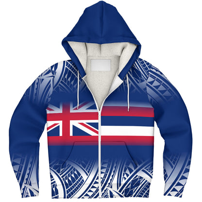 Hawaii Sherpa Hoodie Polynesian Tribal Aloha Hawaii Flag