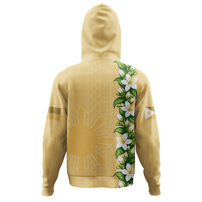 Philippines Filipinos Hoodie Sampaguita Flower Tribal Polynesian Sun Island Style
