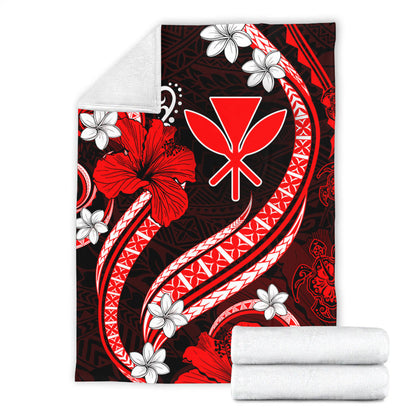 Hawaii Premium Blanket Kanaka Maoli Hibiscus Turtle Ocean Pacific Red Style
