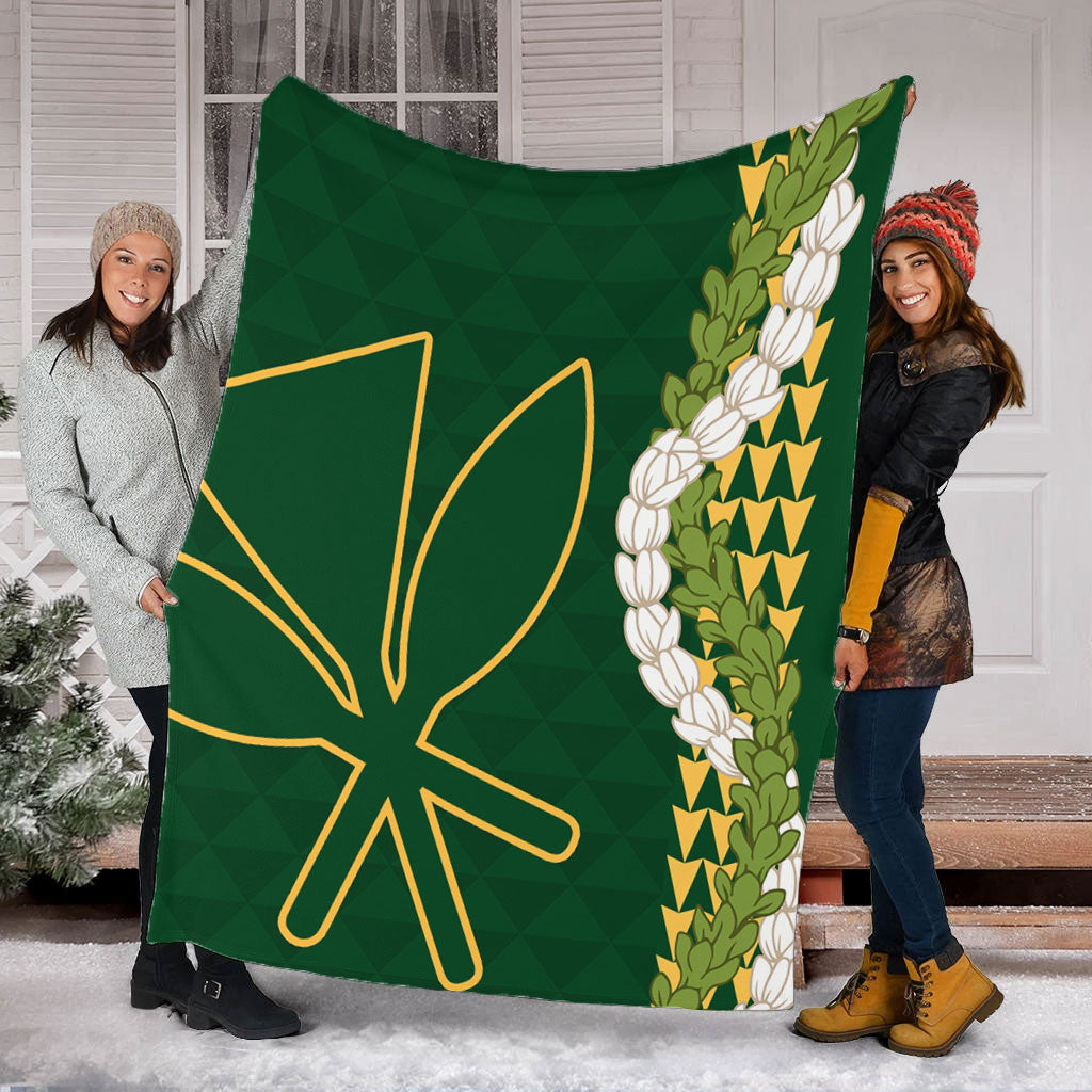 Hawaii Premium Blanket Kanaka Maoli Puakenikeni Maile Flower Lei