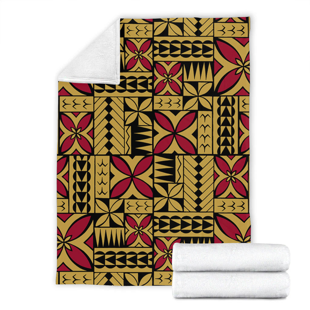 Samoa Premium Blanket Siapo Design Tribal Pattern Yellow
