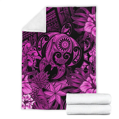 Hawaii Premium Blanket Tribal Polynesia Sea Turtle Design Pacific Dream