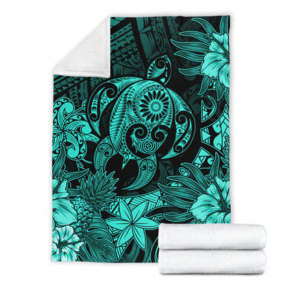 Hawaii Premium Blanket Tribal Polynesia Sea Turtle Design Pacific Dream