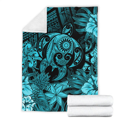 Hawaii Premium Blanket Tribal Polynesia Sea Turtle Design Pacific Dream