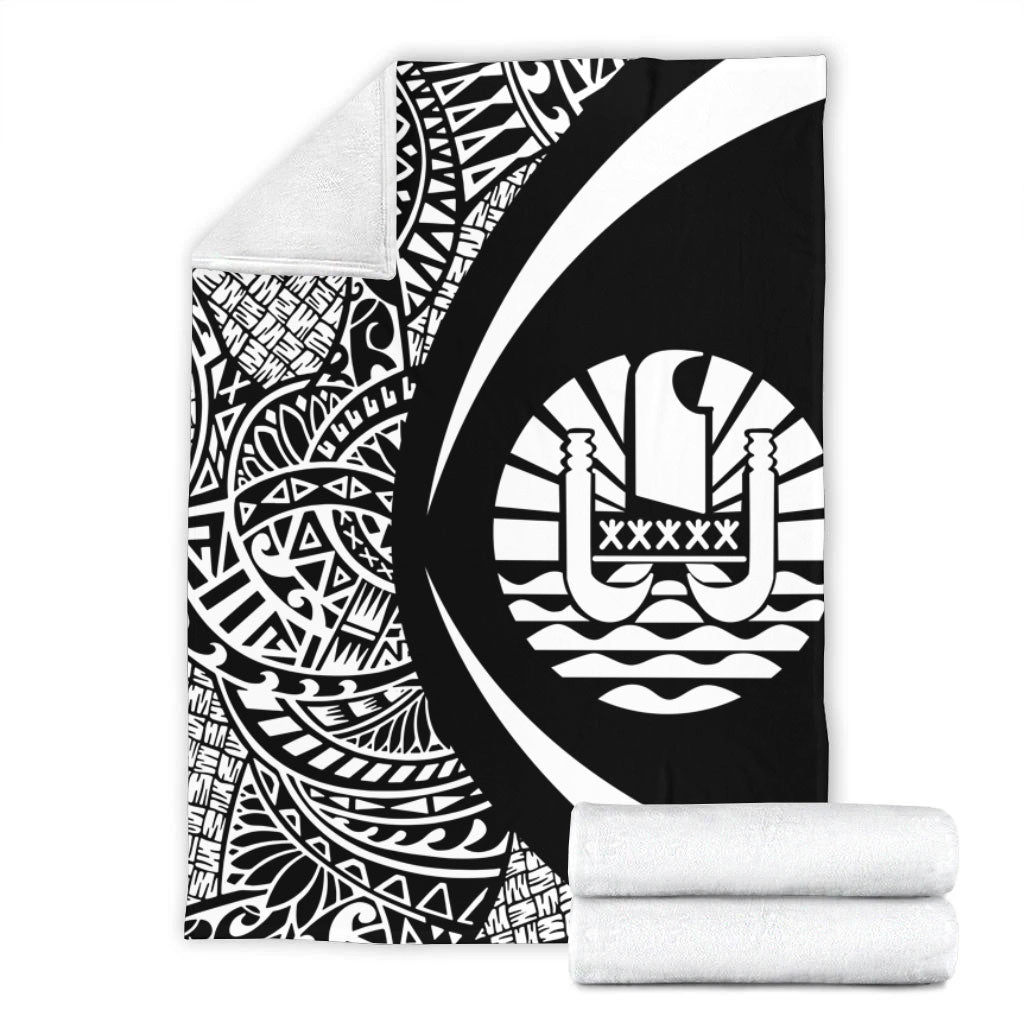 French Polynesia Premium Blanket Lauhala White Circle Style
