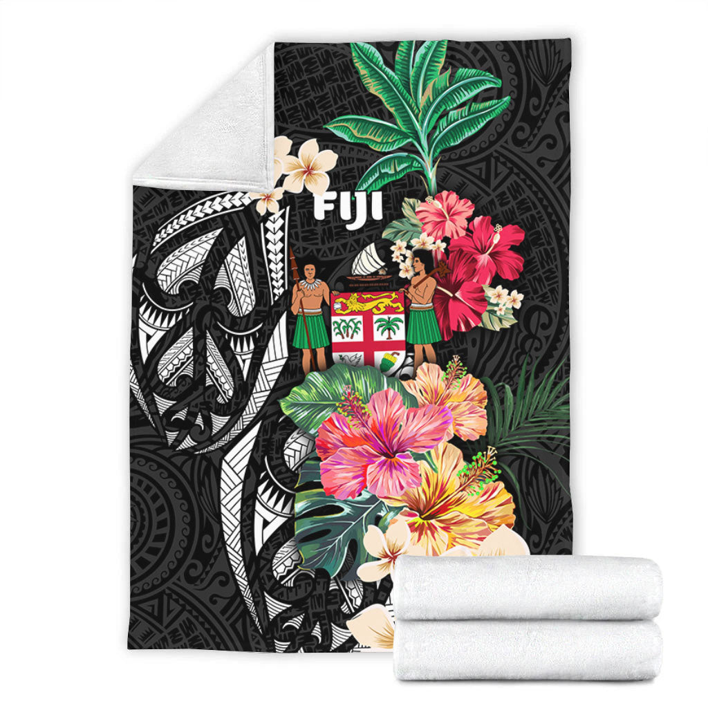 Fiji Premium Blanket Coat Of Arms Polynesian With Hibiscus