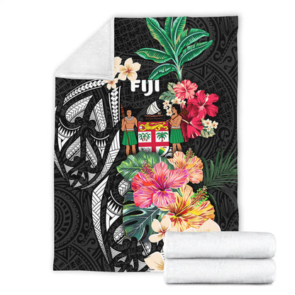 Fiji Premium Blanket Coat Of Arms Polynesian With Hibiscus