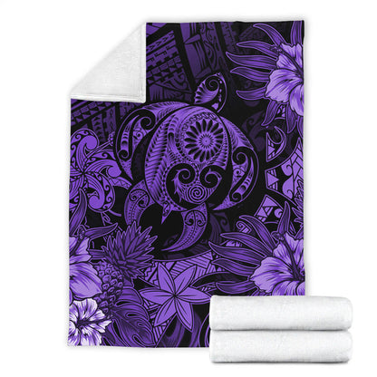 Hawaii Premium Blanket Tribal Polynesia Sea Turtle Design Pacific Dream