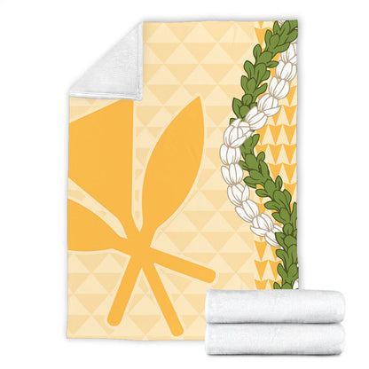 Hawaii Premium Blanket Kanaka Maoli Puakenikeni Maile Flower Lei