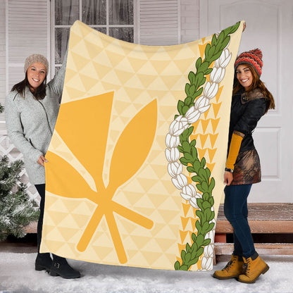 Hawaii Premium Blanket Kanaka Maoli Puakenikeni Maile Flower Lei
