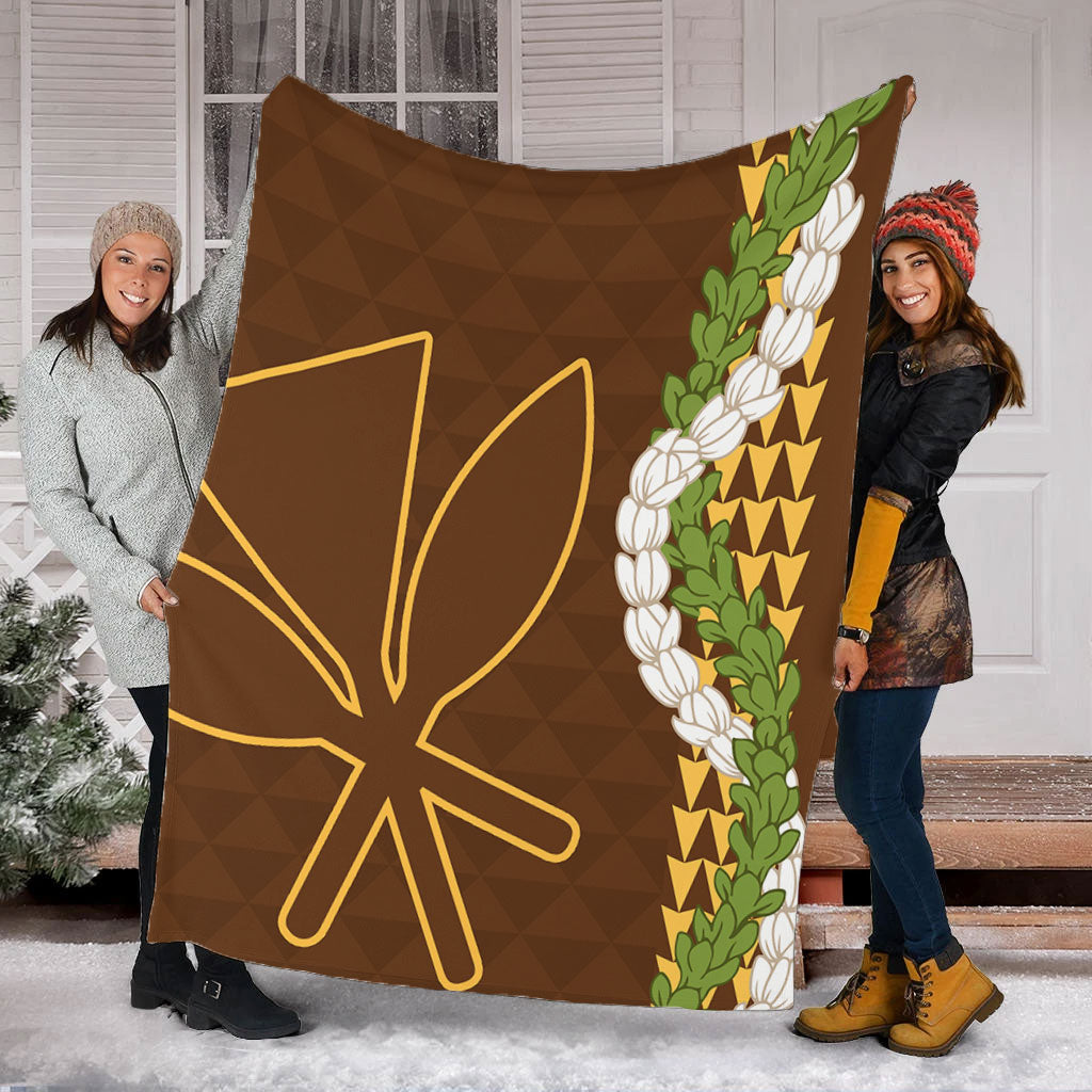 Hawaii Premium Blanket Kanaka Maoli Puakenikeni Maile Flower Lei