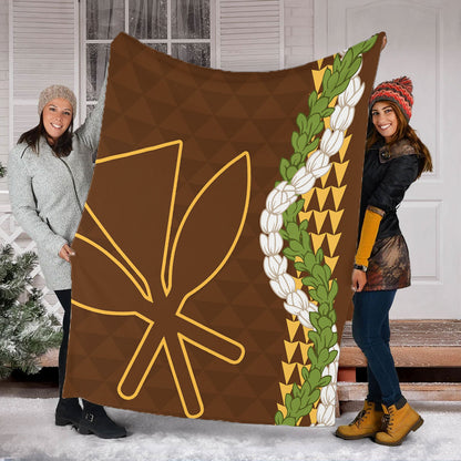 Hawaii Premium Blanket Kanaka Maoli Puakenikeni Maile Flower Lei