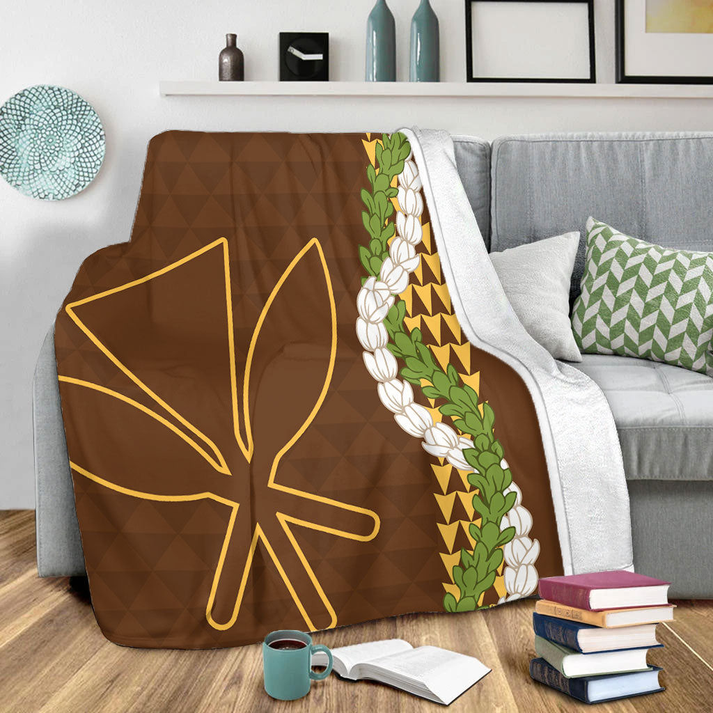 Hawaii Premium Blanket Kanaka Maoli Puakenikeni Maile Flower Lei