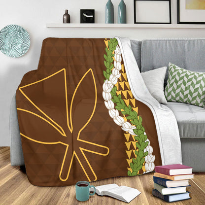 Hawaii Premium Blanket Kanaka Maoli Puakenikeni Maile Flower Lei