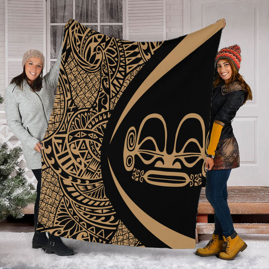 Marquesas Islands Premium Blanket Lauhala Gold Circle Style
