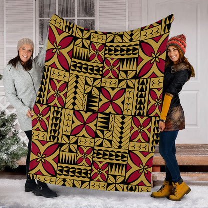 Samoa Premium Blanket Siapo Design Tribal Pattern Yellow
